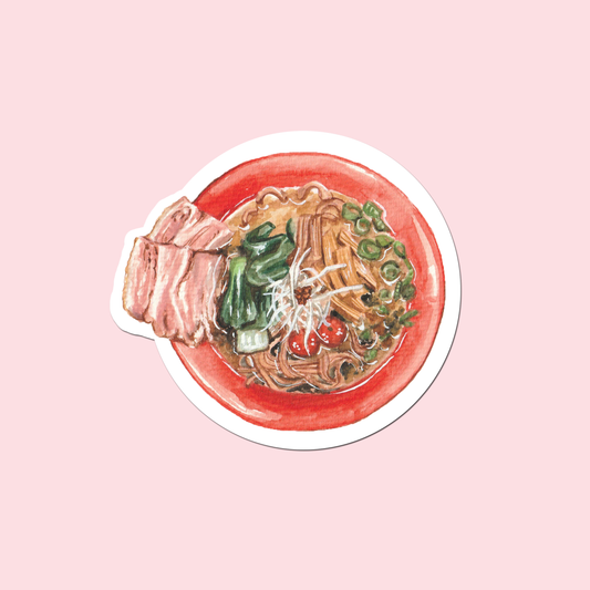 Red ramen Waterproof matte sticker