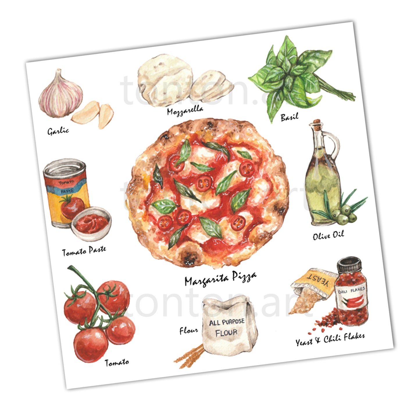 Margarita Pizza Recipe Art Print