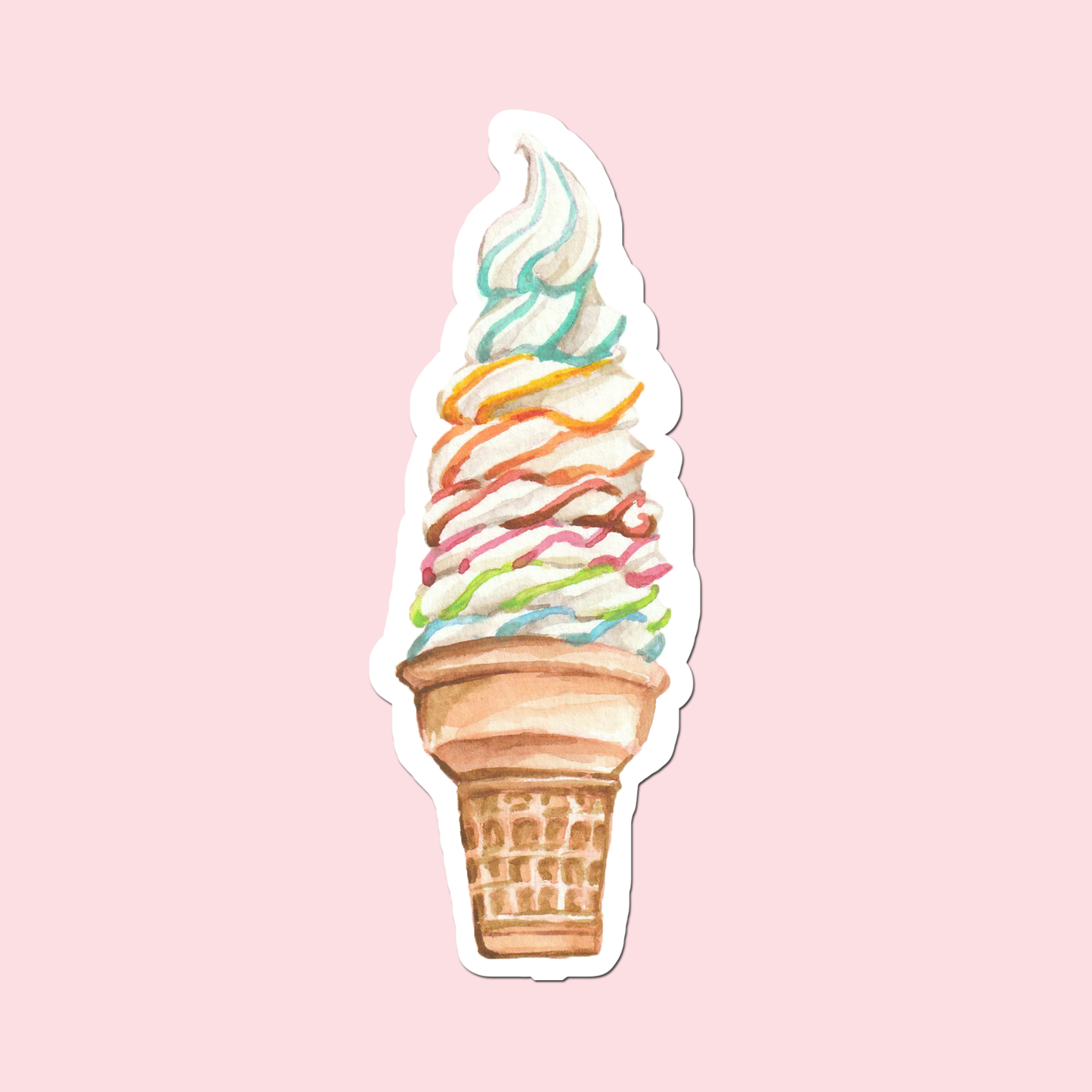 Rainbow icecream Waterproof matte sticker