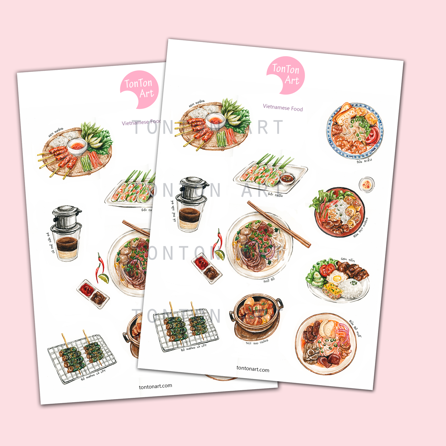 Vietnamese Food Vinyl sticker sheet
