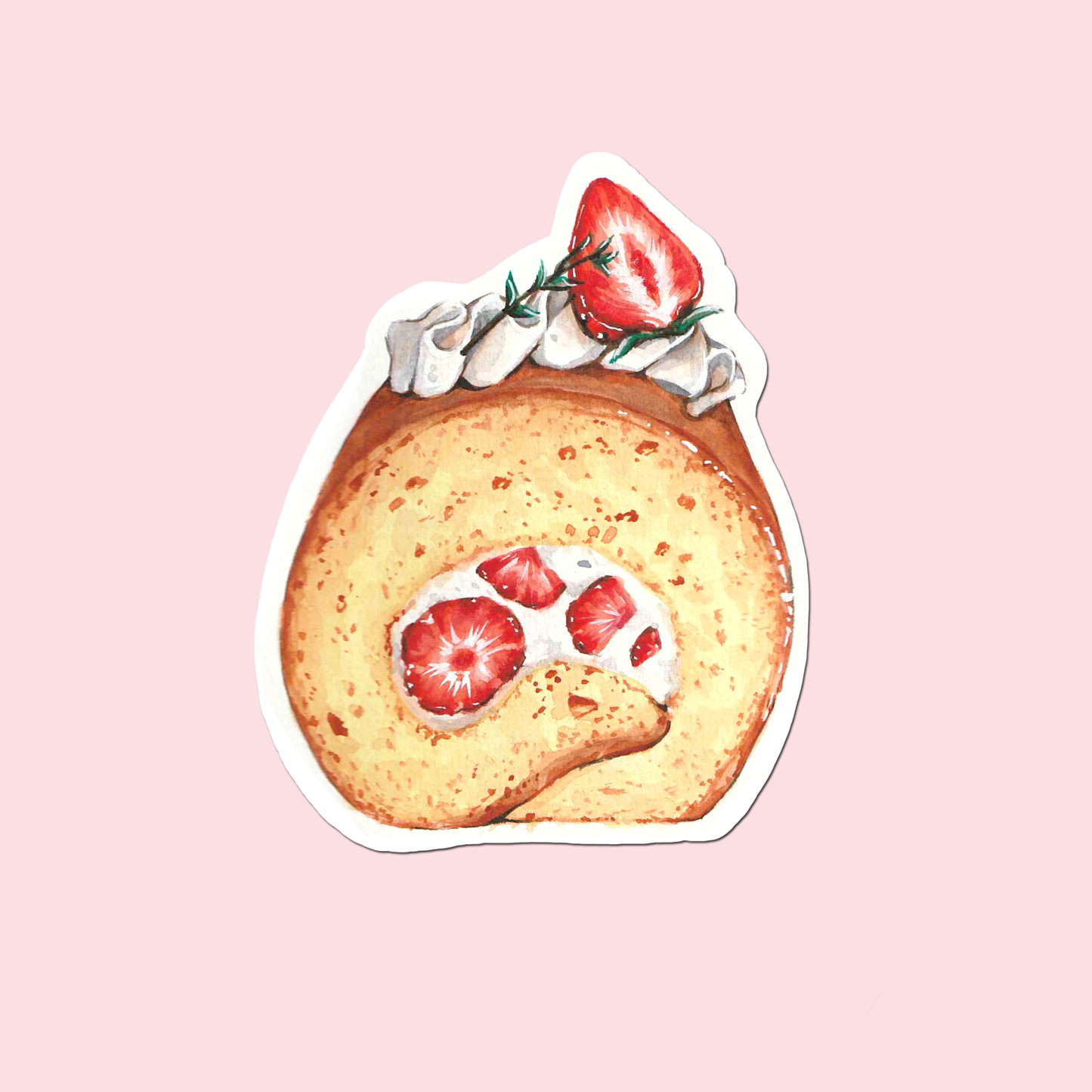 Strawberry roll Waterproof matte sticker