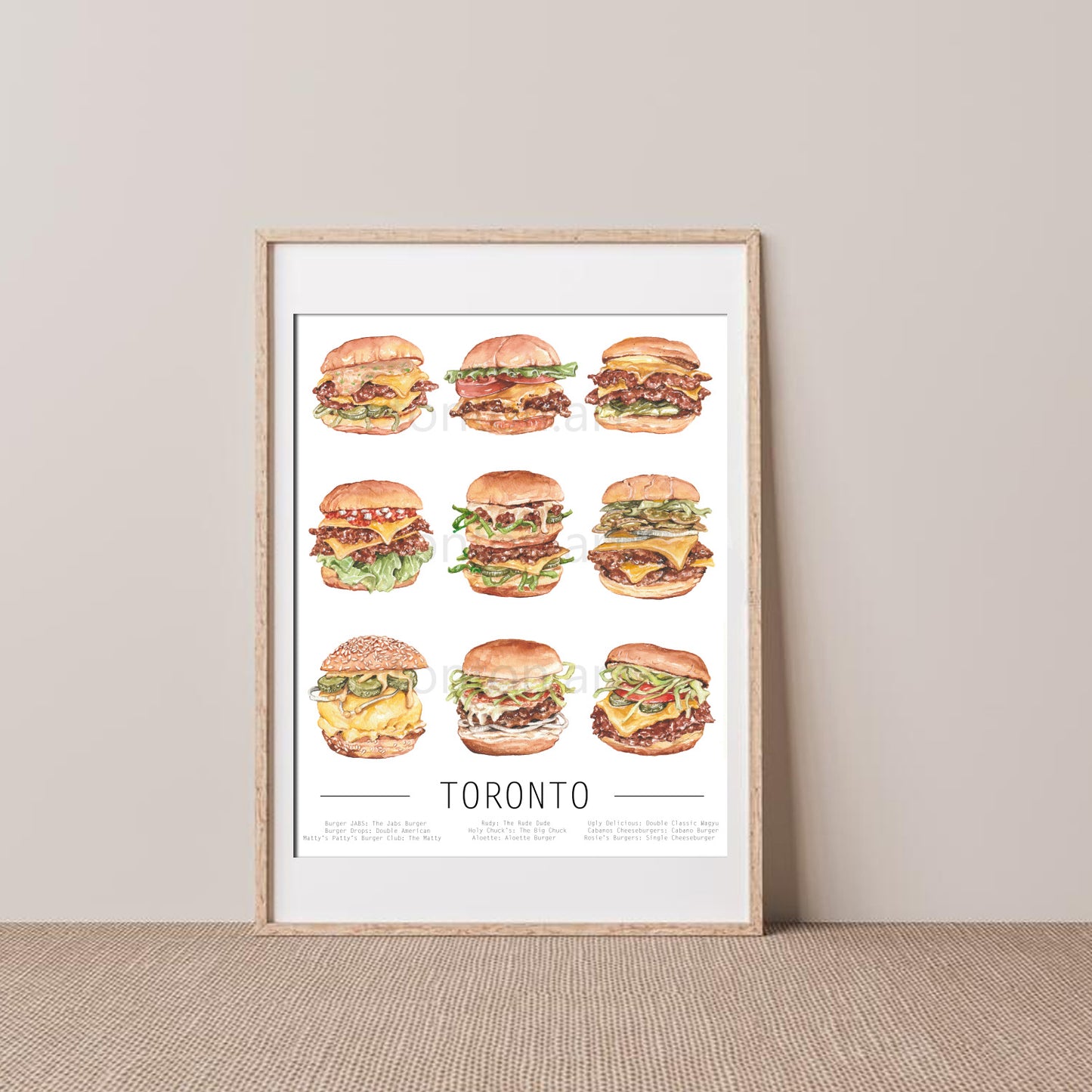 Toronto Burgers Art Print