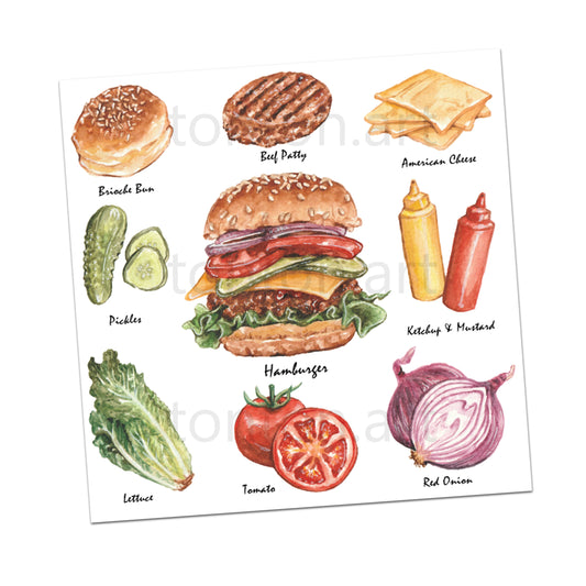 Hamburger Recipe Art Print