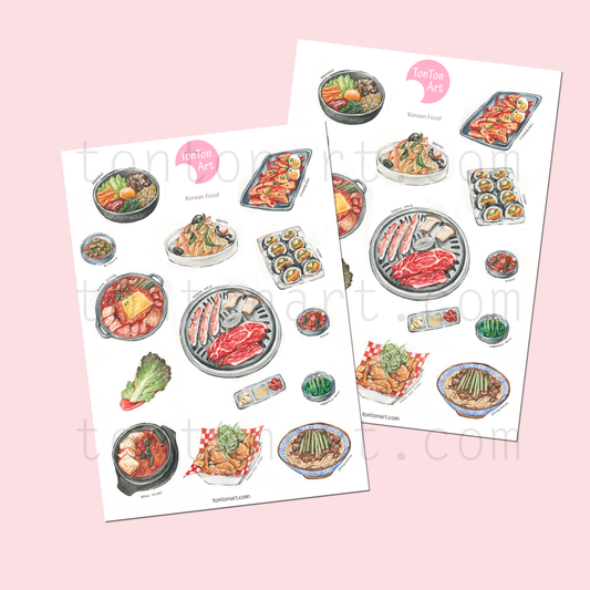 Korean Food Vinyl sticker sheet