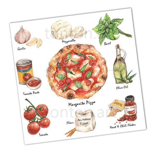 Margarita Pizza Recipe Art Print